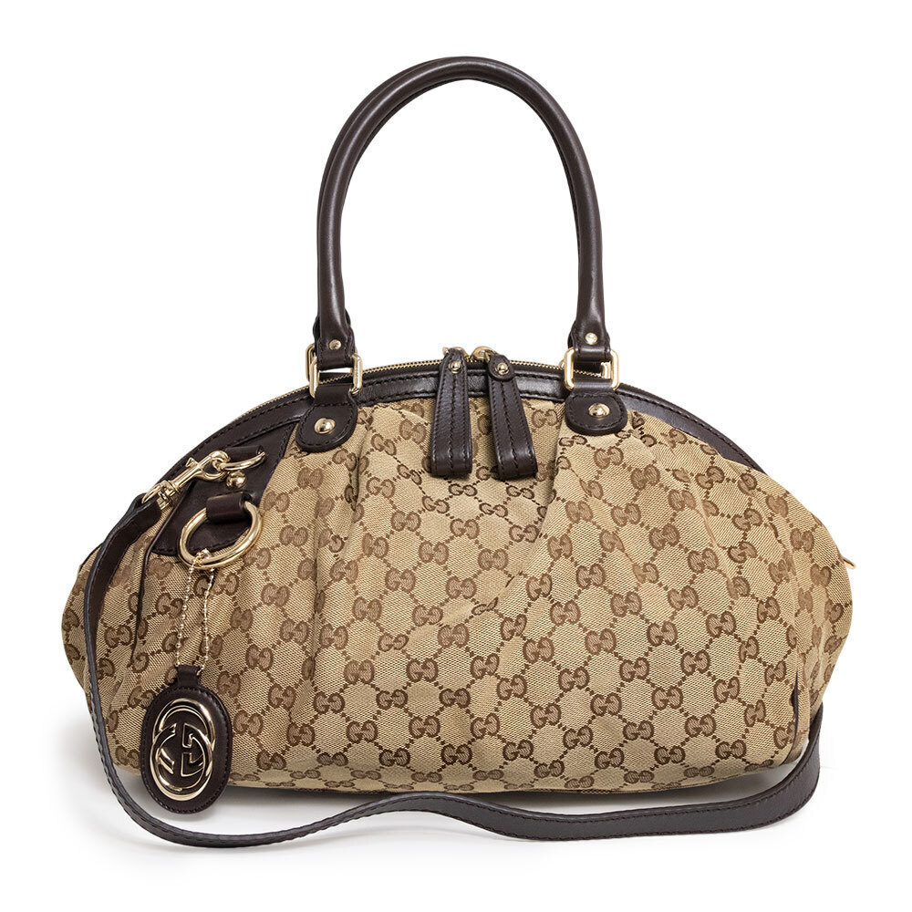 GUCCI Sukey GG canvas leather brown beige shoulder handbag